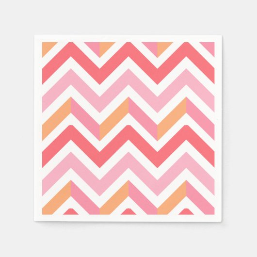 Roze Oranje Chevron Geometric Summer Modern Servet (Voorkant)