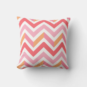 Roze Oranje Chevron Geometrisch Modern Zomer Kussen
