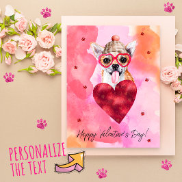 Roze Oranje Chihuahua Valentijnsdag Cadeau Hond Feestdagenkaart