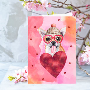 Roze Oranje Chihuahua Valentijnsdag Cadeau Hond Kaart