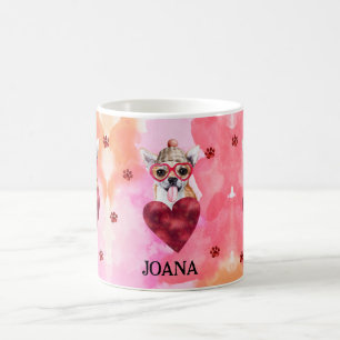 Roze Oranje Chihuahua Valentijnsdag Cadeau Hond Koffiemok