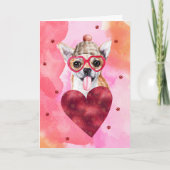 Roze Oranje Chihuahua Valentijnsdag Gift Dog Kaart (Voorkant)