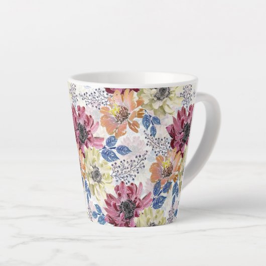  roze oranje chrysanthemum latte mok (Rechterhoek)