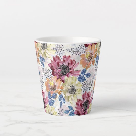  roze oranje chrysanthemum latte mok (Voorkant)