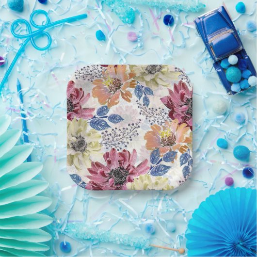  roze oranje chrysanthemum papieren bordje (Feest)