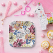  roze oranje chrysanthemum papieren bordje (Feest)