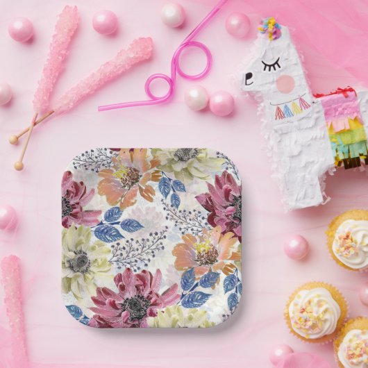  roze oranje chrysanthemum papieren bordje (Feest)