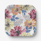 roze oranje chrysanthemum papieren bordje (Voorkant)