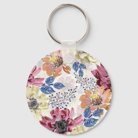 roze oranje chrysanthemum sleutelhanger (Voorkant)