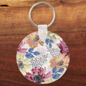 roze oranje chrysanthemum sleutelhanger (Voorkant)