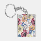 roze oranje chrysanthemum sleutelhanger (Voorkant Links)