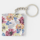 roze oranje chrysanthemum sleutelhanger (Achterkant)