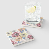 roze oranje chrysanthemum stenen onderzetter (Zijkant)