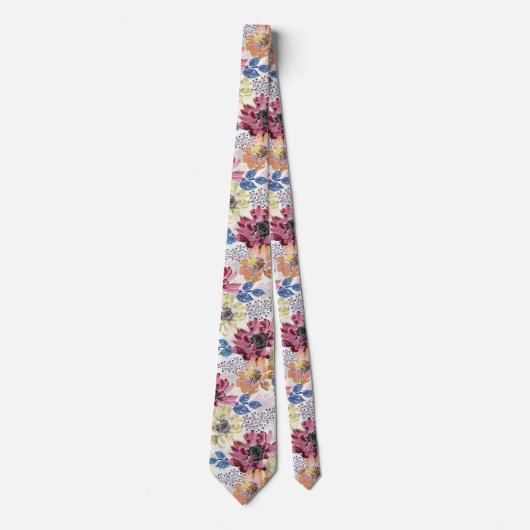  roze oranje chrysanthemum stropdas (Voorkant)