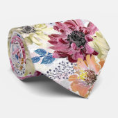 roze oranje chrysanthemum stropdas (Opgerold)