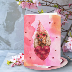 Roze Oranje Cocker Spaniel Valentijnsdag Cadeau Ho Kaart