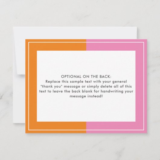 Roze Oranje Colour Block Girly Note-kaart Notitiekaartje (Achterkant)