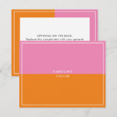 Roze Oranje Colour Block Girly Note-kaart Notitiekaartje (Voorkant / Achterkant)