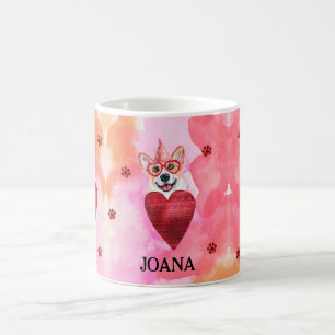 Roze Oranje Corgi Valentijnsdag Cadeau Hond Koffiemok