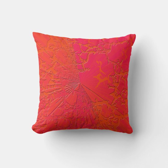 Roze Oranje Croquelure Ontwerp Kussen (Voorkant)