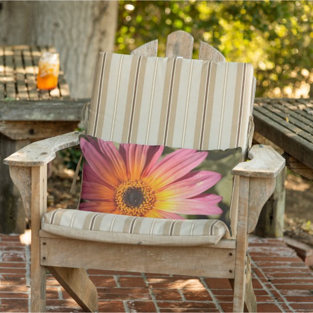 Roze Oranje Daisy Floral Lumbar Patio kussen (Stoel)