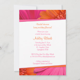 Roze Oranje Daisy Wedding Bridal Shower Kaart