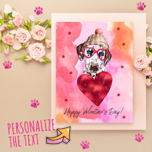 Roze Oranje Dalmatiër Valentijnsdag Cadeau Hond Feestdagenkaart
