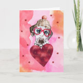 Roze Oranje Dalmatische Valentijnsdag Gift Dog Kaart (Voorkant)