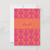Roze Oranje Damask Wedding RSVP voor Square Invite (Voorkant)