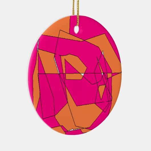 Roze Oranje digitale verf, Kinder kunst Keramisch Ornament (Rechts)