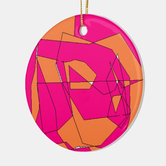 Roze Oranje digitale verf, Kinder kunst Keramisch Ornament (Links)