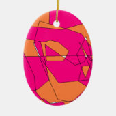Roze Oranje digitale verf, Kinder kunst Keramisch Ornament (Voorkant)