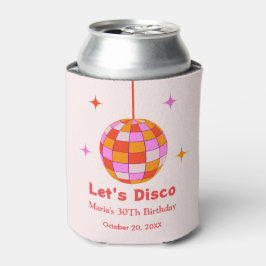Roze Oranje Disco Bal Laten we Disco Verjaardagsfe Blikjeskoeler