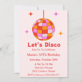 Roze Oranje Disco Bal Laten we Disco Verjaardagsfe Kaart