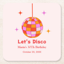 Roze Oranje Disco Bal Laten we Disco Verjaardagsfe Kartonnen Onderzetters