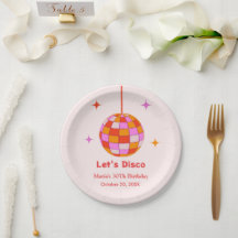 Roze Oranje Disco Bal Laten we Disco Verjaardagsfe