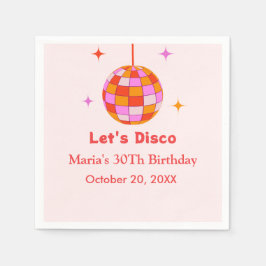 Roze Oranje Disco Bal Laten we Disco Verjaardagsfe Servet