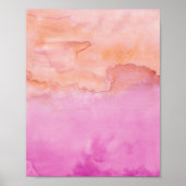 Roze Oranje Duo-Waterverf Abstracte schilderkunst Poster (Voorkant)