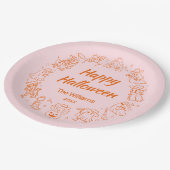 Roze Oranje eigenzinnige hand getekend Happy Hallo Papieren Bordje (Gekanteld)