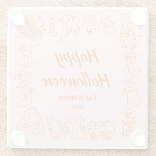 Roze Oranje eigenzinnige hand getekend krabbels Ha Glazen Onderzetter (Achterkant)