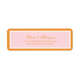Roze Oranje Elegante Huwelijk Retouradres Sticker