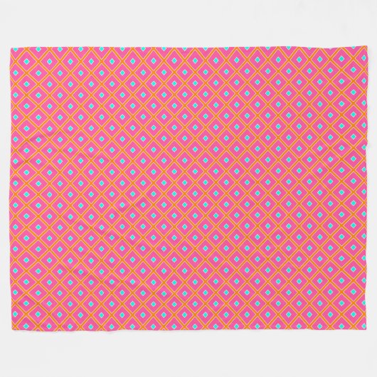 Roze Oranje en blauw Diamond Fleece Blanket (Voorkant (Horizontaal))