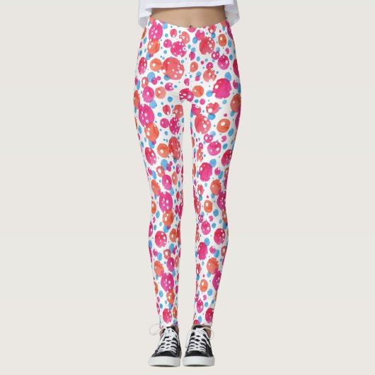 Roze, Oranje en blauwe Stippen OntwerpLeggings Leggings (Voorkant)
