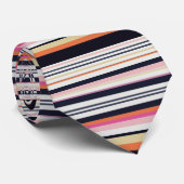 Roze oranje en blauwe strepen stropdas (Opgerold)