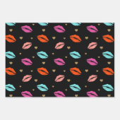 Roze, Oranje en blauwe Valentijnen & goudharten Inpakpapier Vel (Voorkant 2)