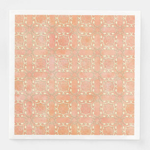 Roze Oranje en Cream Metallic Filigree Pattern Servet