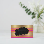 Roze, Oranje en Faux Gold Metallic Professional Visitekaartje (Staand voorkant)