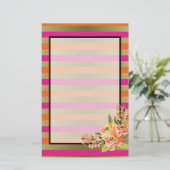 Roze, Oranje en Faux metalen strips met Floral Briefpapier (Staand voorkant)