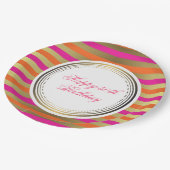 Roze, Oranje en Faux metalen strips Papieren Bordje (Gekanteld)