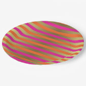 Roze, Oranje en Faux metalen strips Papieren Bordje (Gekanteld)